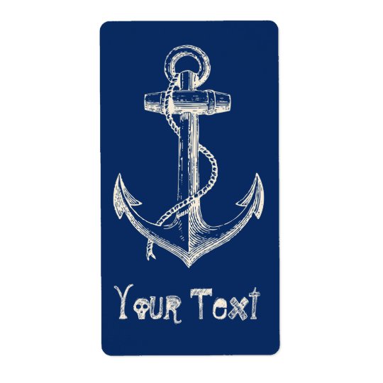 Anchor Nautical Custom Label Gift Navy Blue White Shipping Label