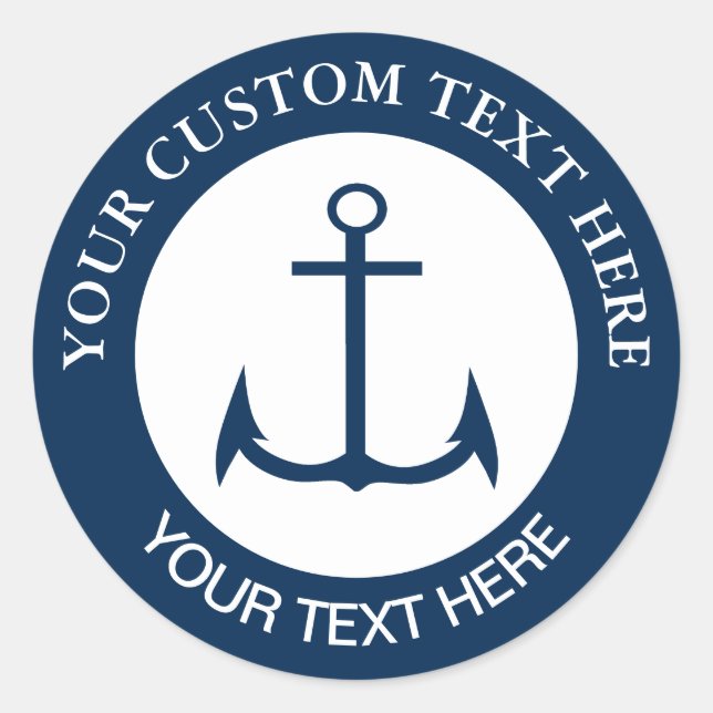 Anchor Nautical Custom Logo Icon 1 1/2" Classic Round Sticker (Front)