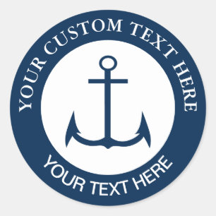 Anchor Nautical Custom Logo Icon 1 1/2" Classic Round Sticker