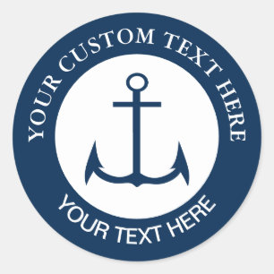 Anchor Nautical Custom Logo Icon 3" Classic Round Sticker