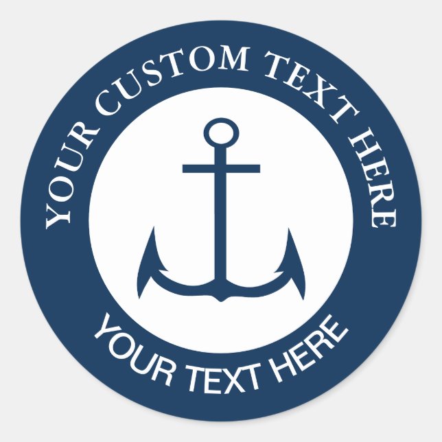 Anchor Nautical Custom Logo Icon 3" Classic Round Sticker (Front)