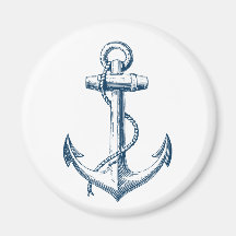 Anchor Nautical Decor Magnet Gift Navy Blue White