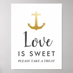 Anchor Nautical Faux Gold Foil Wedding Sign