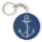 Anchor Nautical Keychain Gift Navy Blue White