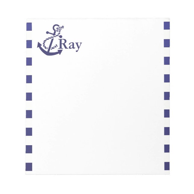 Anchor Nautical Monogram Name Notepad (Front)