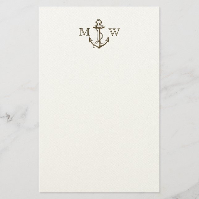 Anchor, Nautical Monogram Stationery (Front)