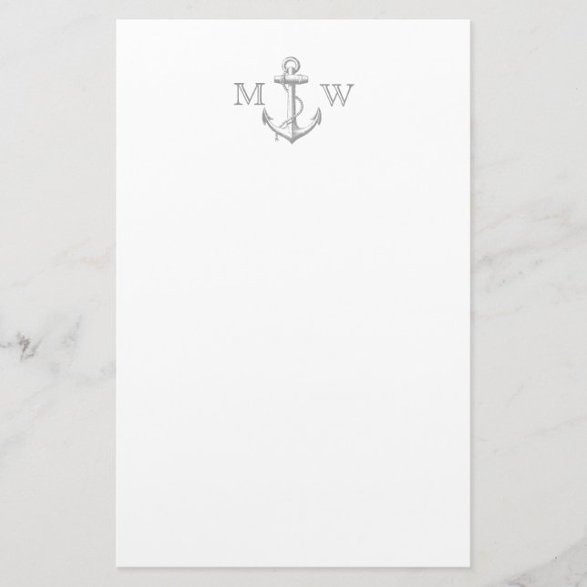 Anchor, Nautical Monogram Stationery (Front)