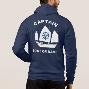 Anchor Nautical Navy Blue Boat Captain  Hoodie
