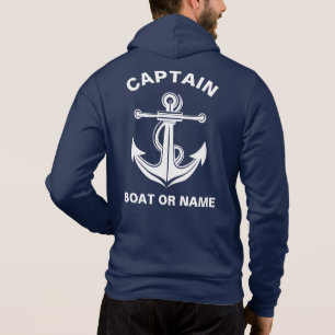Anchor Nautical Navy Blue Boat Captain Hoodie