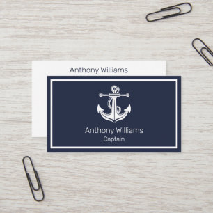 Anchor Nautical Navy Blue Sailor Sailing Business Card