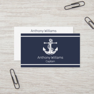 Anchor Nautical Navy Blue Sailor Sailing Business Card