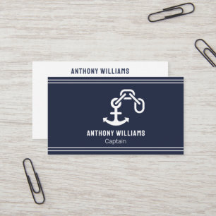 Anchor Nautical Navy Blue Sailor Sailing Business Card