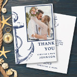 Anchor Nautical Photo White Thank You Card<br><div class="desc">Thank your guests for making your big day special with this nautical-inspired photo card. This card features an anchor on the front along with space for you to fill in a photo from your wedding day.</div>
