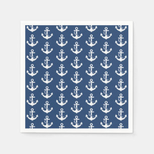 Anchor Nautical Sailing Boating White Navy Blue Napkin