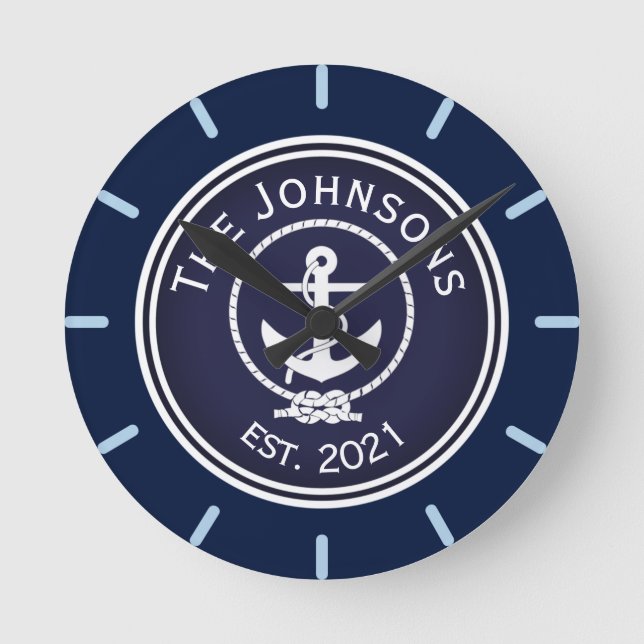 Anchor Nautical Seal   Round Clock (Front)