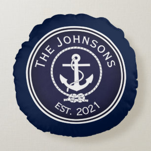 Anchor Nautical Seal Round Cushion