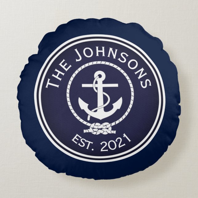 Anchor Nautical Seal   Round Cushion (Front)