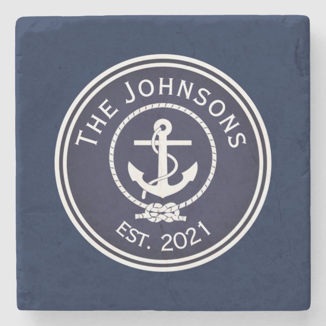 Anchor Nautical Seal Stone Coaster (Front)
