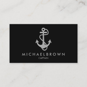 Anchor Nautical Silver Black Business Card