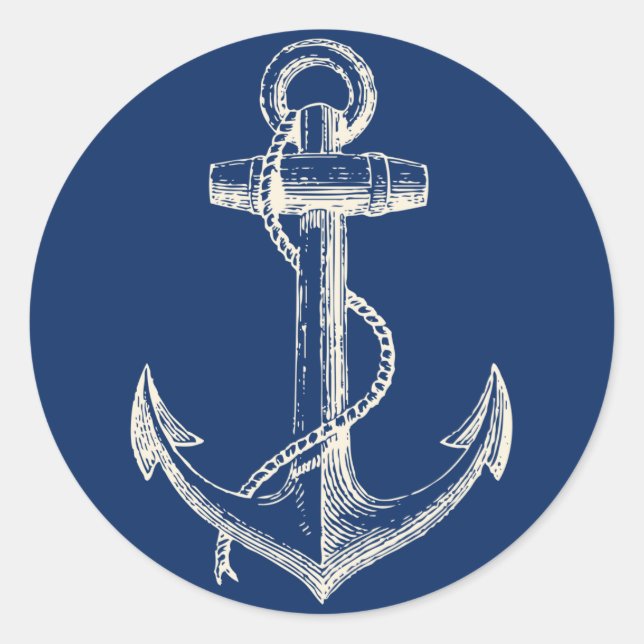 Anchor Nautical Sticker Decor Navy Blue White (Front)