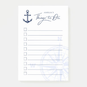 Anchor   Nautical Themed   Custom Name Task list Post-it Notes
