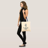 Anchor Nautical Tote Bag Gift Navy Blue White (Front (Model))
