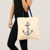 Anchor Nautical Tote Bag Gift Navy Blue White (Front (Product))