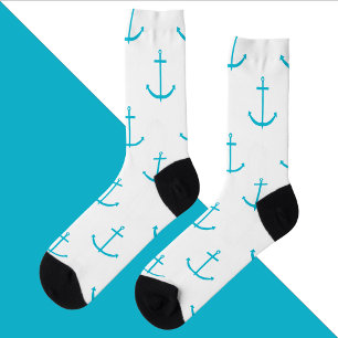 Anchor Nautical Turquoise Pattern Socks