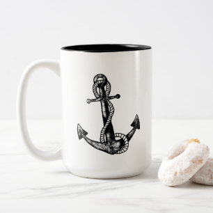 Anchor Nautical Two-Tone Coffee Mug