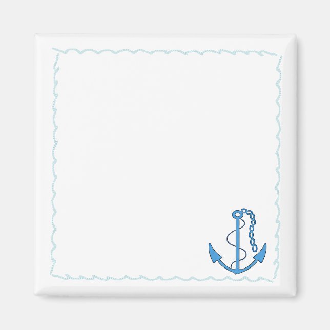 Anchor-Nautical Waves-Personalise It! Magnet (Front)