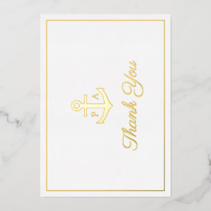 Anchor Nautical Wedding Foil Thank You Card