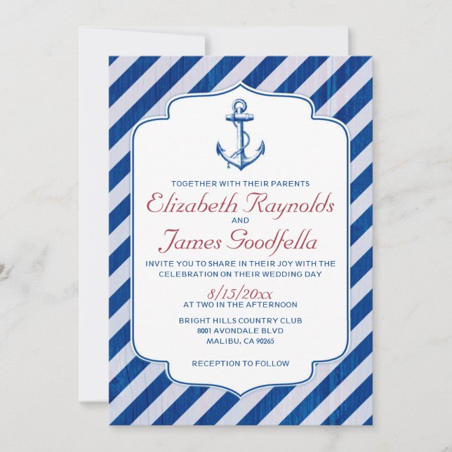Anchor Nautical Wedding Invitations (Front)