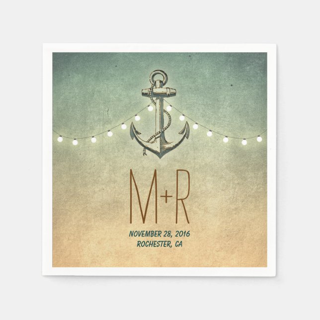 anchor nautical wedding napkin (Front)