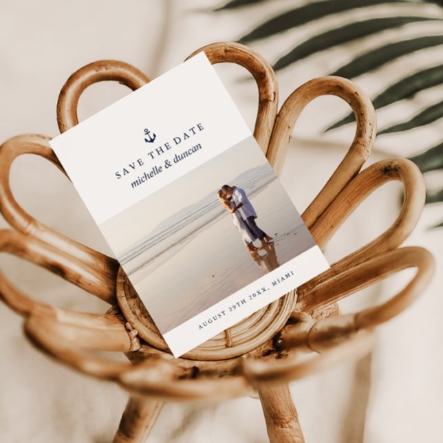 ANCHOR NAUTICAL WEDDING Photo  SAVE THE DATE Announcement Postcard (Creator Uploaded)