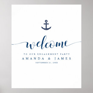 Anchor Nautical Wedding Rehearsal Dinner Welcome Poster