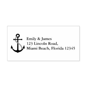 Anchor Nautical Wedding Return Address Rubber Stamp