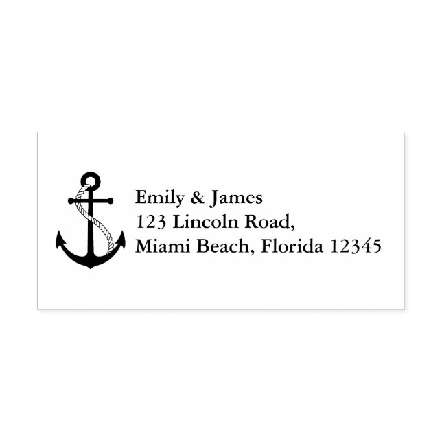 Anchor Nautical Wedding Return Address Rubber Stamp (Imprint)