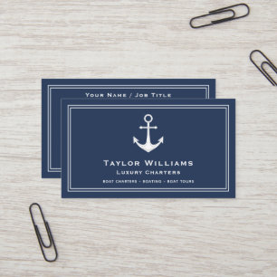 Anchor Nautical Yacht Boat Captain Blue And White Business Card