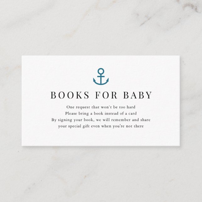 Anchor Navy Blue Baby Shower Book Request Enclosure Card (Front)