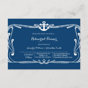 Anchor Navy Blue Rehearsal Dinner Invitations