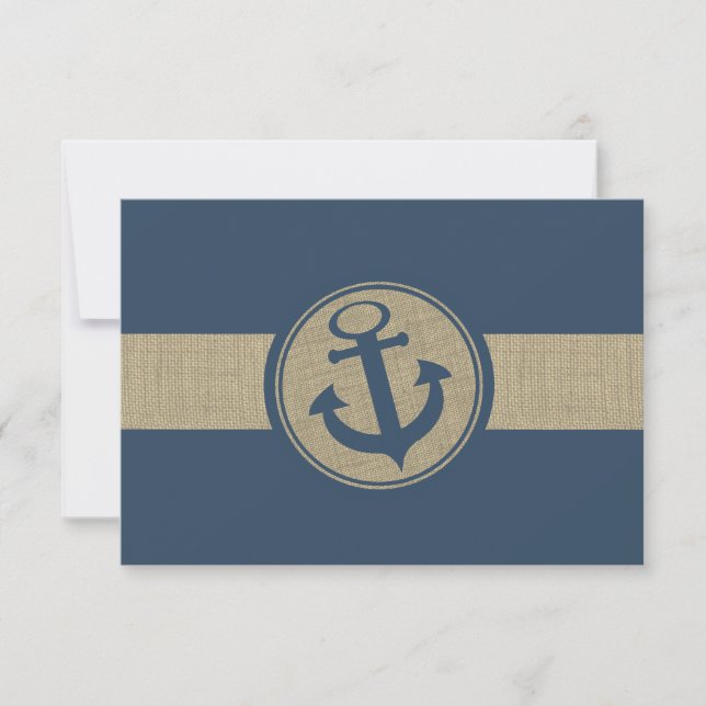 Anchor Navy Blue Stripes Beach Wedding Response (Front)