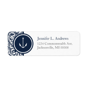 Anchor Navy Damask Address Labels