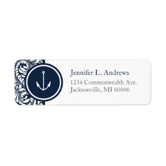Anchor Navy Damask Address Labels