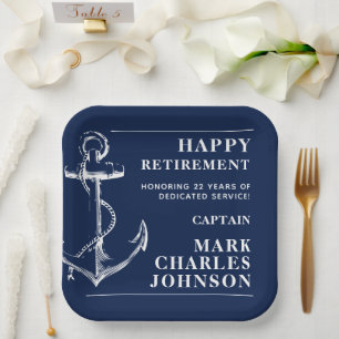 Anchor Navy Retirement Paper Plate