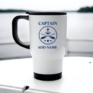 Anchor & Oars With Captain or Boat Name Travel Mug