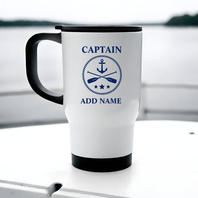 Anchor & Oars With Captain or Boat Name Travel Mug (Creator Uploaded)