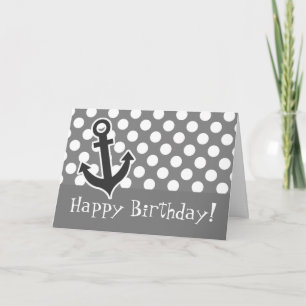 Anchor on Dark Grey Polka Dots Card