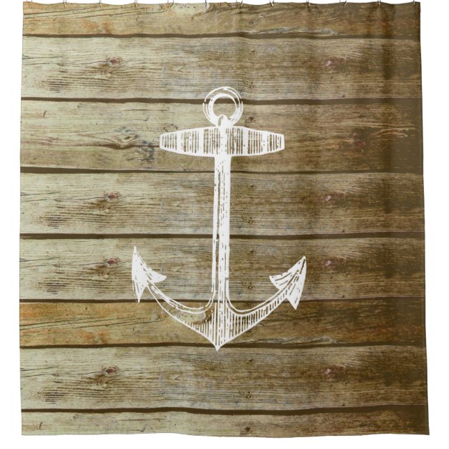 Anchor on Faux Wood shower curtain (Front)