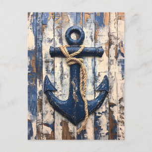 Anchor on Rustic Wood Boards Postcard