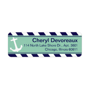 Anchor on Stripes   navy aqua